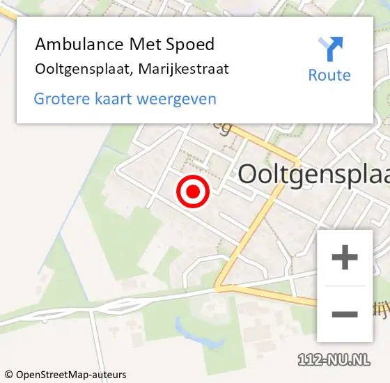 Locatie op kaart van de 112 melding: Ambulance Met Spoed Naar Ooltgensplaat, Marijkestraat op 18 oktober 2023 10:24