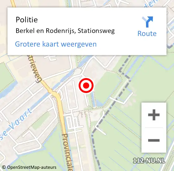 Locatie op kaart van de 112 melding: Politie Berkel en Rodenrijs, Stationsweg op 18 oktober 2023 11:22