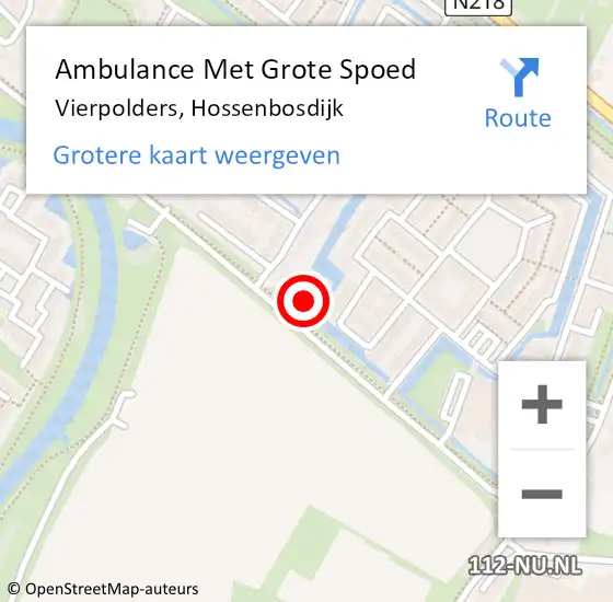 Locatie op kaart van de 112 melding: Ambulance Met Grote Spoed Naar Vierpolders, Hossenbosdijk op 18 oktober 2023 11:36