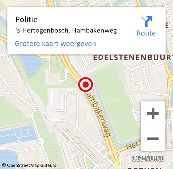 Locatie op kaart van de 112 melding: Politie 's-Hertogenbosch, Hambakenweg op 18 oktober 2023 11:37