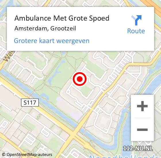 Locatie op kaart van de 112 melding: Ambulance Met Grote Spoed Naar Amsterdam, Grootzeil op 18 oktober 2023 12:21