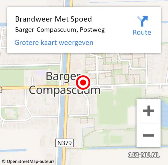 Locatie op kaart van de 112 melding: Brandweer Met Spoed Naar Barger-Compascuum, Postweg op 18 oktober 2023 12:22