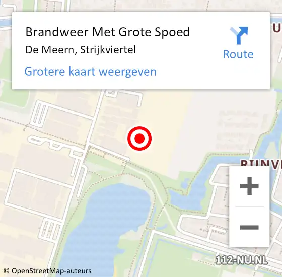 Locatie op kaart van de 112 melding: Brandweer Met Grote Spoed Naar De Meern, Strijkviertel op 18 oktober 2023 12:22