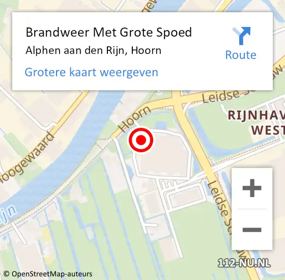 Locatie op kaart van de 112 melding: Brandweer Met Grote Spoed Naar Alphen aan den Rijn, Hoorn op 18 oktober 2023 12:24