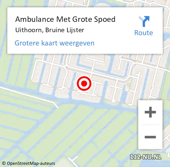 Locatie op kaart van de 112 melding: Ambulance Met Grote Spoed Naar Uithoorn, Bruine Lijster op 18 oktober 2023 12:26