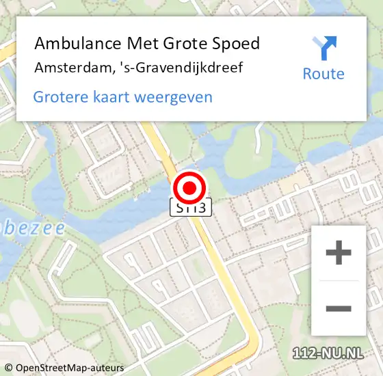 Locatie op kaart van de 112 melding: Ambulance Met Grote Spoed Naar Amsterdam, 's-Gravendijkdreef op 18 oktober 2023 12:45