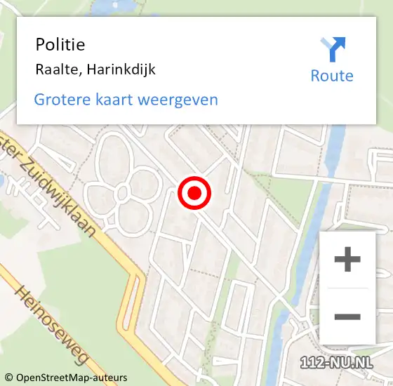 Locatie op kaart van de 112 melding: Politie Raalte, Harinkdijk op 18 oktober 2023 13:23