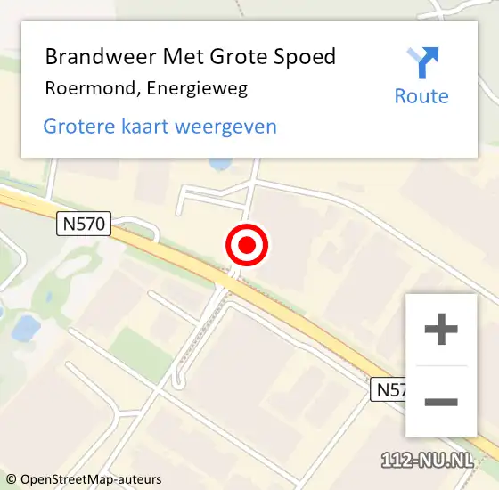 Locatie op kaart van de 112 melding: Brandweer Met Grote Spoed Naar Roermond, Energieweg op 18 oktober 2023 13:29