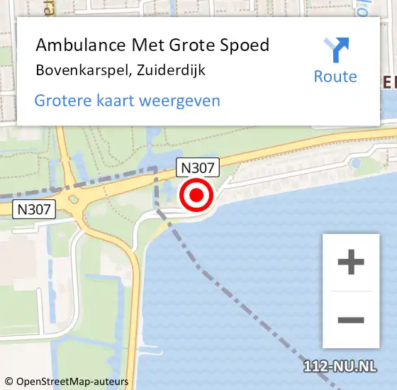 Locatie op kaart van de 112 melding: Ambulance Met Grote Spoed Naar Bovenkarspel, Zuiderdijk op 18 oktober 2023 13:50