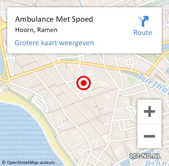 Locatie op kaart van de 112 melding: Ambulance Met Spoed Naar Hoorn, Ramen op 18 oktober 2023 13:54