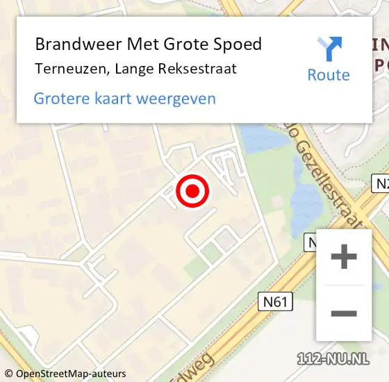 Locatie op kaart van de 112 melding: Brandweer Met Grote Spoed Naar Terneuzen, Lange Reksestraat op 18 oktober 2023 13:57