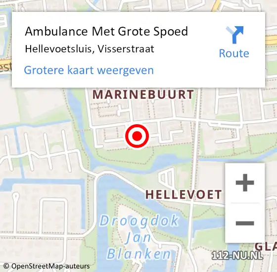 Locatie op kaart van de 112 melding: Ambulance Met Grote Spoed Naar Hellevoetsluis, Visserstraat op 18 oktober 2023 14:08