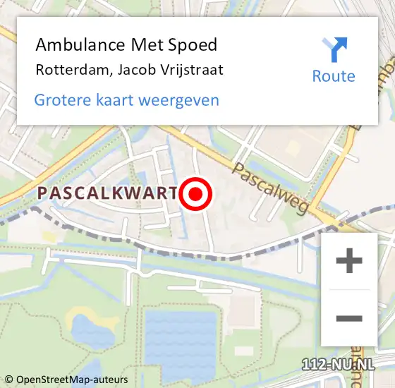 Locatie op kaart van de 112 melding: Ambulance Met Spoed Naar Rotterdam, Jacob Vrijstraat op 18 oktober 2023 14:13