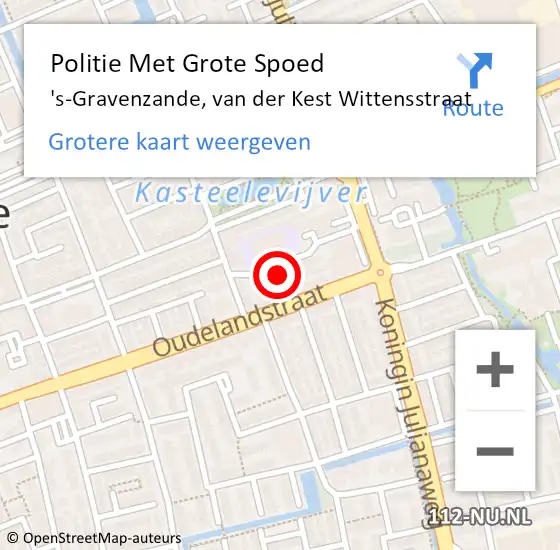 Locatie op kaart van de 112 melding: Politie Met Grote Spoed Naar 's-Gravenzande, van der Kest Wittensstraat op 18 oktober 2023 14:14