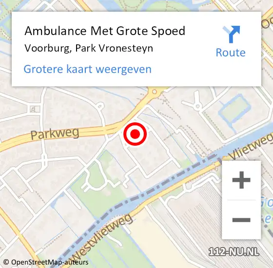 Locatie op kaart van de 112 melding: Ambulance Met Grote Spoed Naar Voorburg, Park Vronesteyn op 18 oktober 2023 14:26