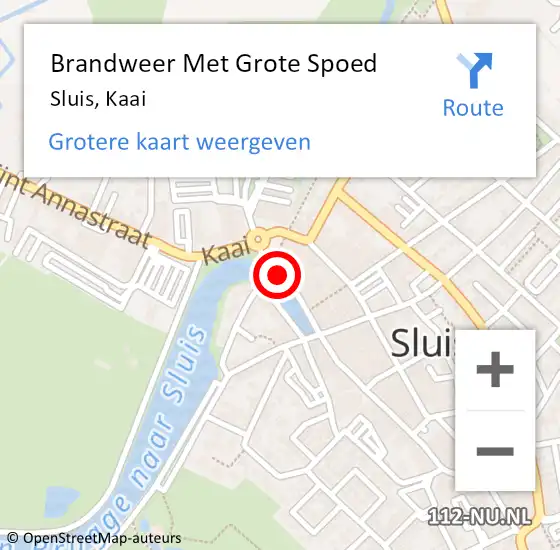 Locatie op kaart van de 112 melding: Brandweer Met Grote Spoed Naar Sluis, Kaai op 18 oktober 2023 14:36