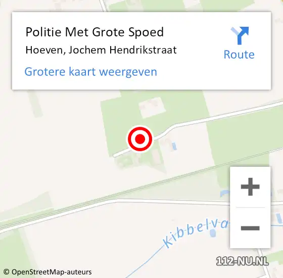 Locatie op kaart van de 112 melding: Politie Met Grote Spoed Naar Hoeven, Jochem Hendrikstraat op 18 oktober 2023 14:40