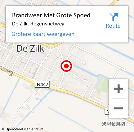 Locatie op kaart van de 112 melding: Brandweer Met Grote Spoed Naar De Zilk, Regenvlietweg op 18 oktober 2023 14:48