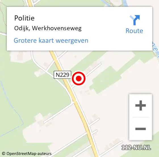 Locatie op kaart van de 112 melding: Politie Odijk, Werkhovenseweg op 12 september 2014 01:54