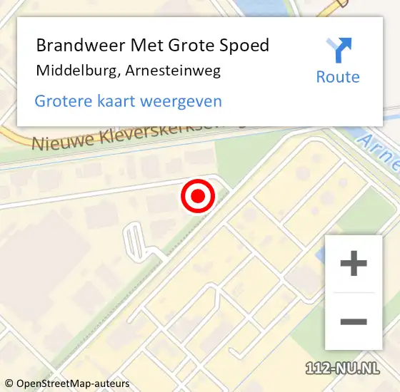 Locatie op kaart van de 112 melding: Brandweer Met Grote Spoed Naar Middelburg, Arnesteinweg op 18 oktober 2023 15:02