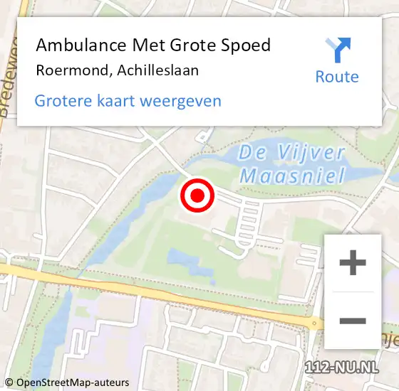 Locatie op kaart van de 112 melding: Ambulance Met Grote Spoed Naar Roermond, Achilleslaan op 18 oktober 2023 15:02