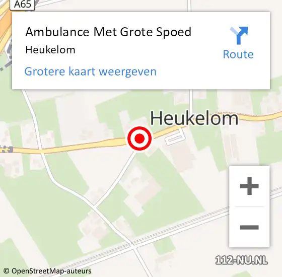 Locatie op kaart van de 112 melding: Ambulance Met Grote Spoed Naar Heukelom op 18 oktober 2023 15:21