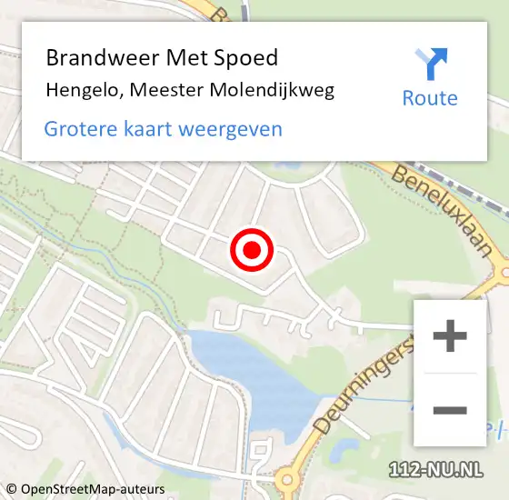 Locatie op kaart van de 112 melding: Brandweer Met Spoed Naar Hengelo, Meester Molendijkweg op 18 oktober 2023 17:18