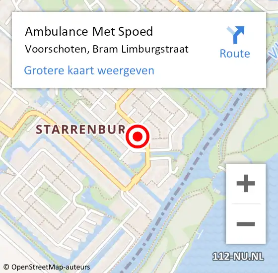 Locatie op kaart van de 112 melding: Ambulance Met Spoed Naar Voorschoten, Bram Limburgstraat op 18 oktober 2023 17:27