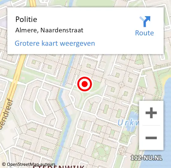 Locatie op kaart van de 112 melding: Politie Almere, Naardenstraat op 18 oktober 2023 17:40