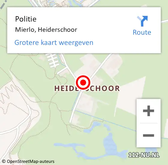 Locatie op kaart van de 112 melding: Politie Mierlo, Heiderschoor op 18 oktober 2023 18:04