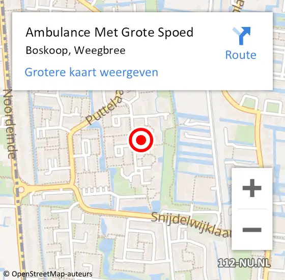 Locatie op kaart van de 112 melding: Ambulance Met Grote Spoed Naar Boskoop, Weegbree op 18 oktober 2023 18:28