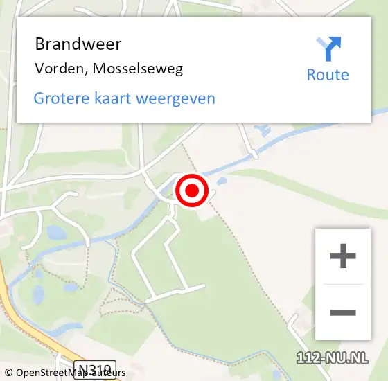 Locatie op kaart van de 112 melding: Brandweer Vorden, Mosselseweg op 18 oktober 2023 18:50