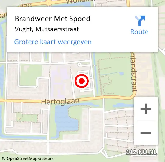 Locatie op kaart van de 112 melding: Brandweer Met Spoed Naar Vught, Mutsaersstraat op 18 oktober 2023 19:15