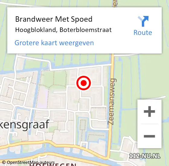 Locatie op kaart van de 112 melding: Brandweer Met Spoed Naar Hoogblokland, Boterbloemstraat op 18 oktober 2023 19:16