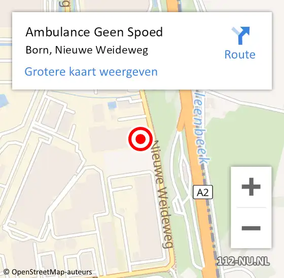 Locatie op kaart van de 112 melding: Ambulance Geen Spoed Naar Born, Nieuwe Weideweg op 12 september 2014 03:36