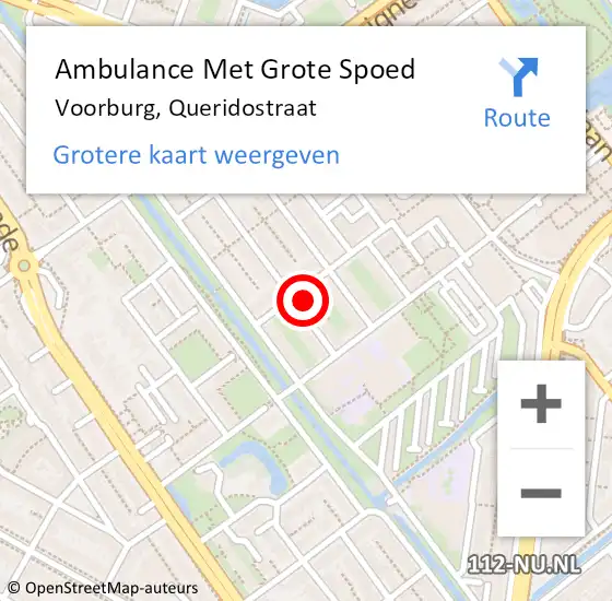 Locatie op kaart van de 112 melding: Ambulance Met Grote Spoed Naar Voorburg, Queridostraat op 18 oktober 2023 19:18