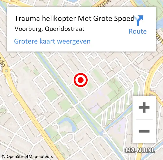 Locatie op kaart van de 112 melding: Trauma helikopter Met Grote Spoed Naar Voorburg, Queridostraat op 18 oktober 2023 19:20