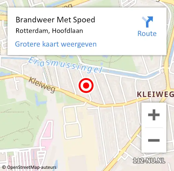 Locatie op kaart van de 112 melding: Brandweer Met Spoed Naar Rotterdam, Hoofdlaan op 18 oktober 2023 19:26