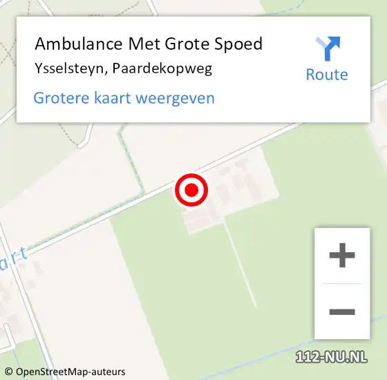Locatie op kaart van de 112 melding: Ambulance Met Grote Spoed Naar Ysselsteyn, Paardekopweg op 18 oktober 2023 19:40