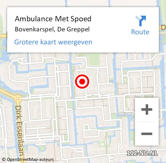 Locatie op kaart van de 112 melding: Ambulance Met Spoed Naar Bovenkarspel, De Greppel op 18 oktober 2023 19:51