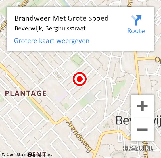 Locatie op kaart van de 112 melding: Brandweer Met Grote Spoed Naar Beverwijk, Berghuisstraat op 18 oktober 2023 19:54