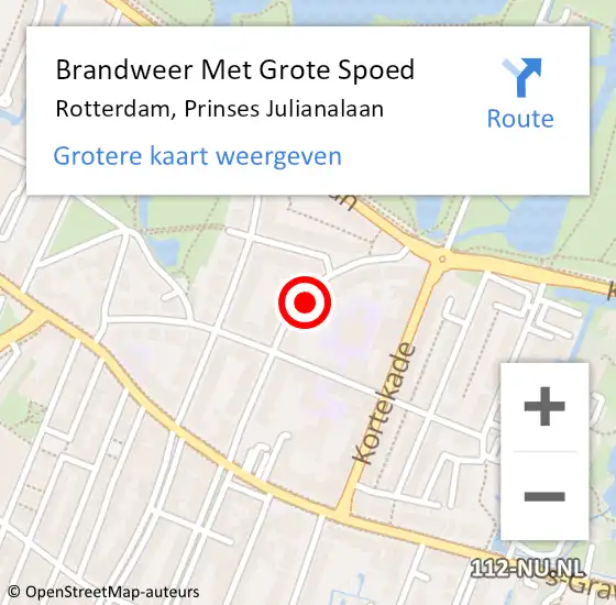 Locatie op kaart van de 112 melding: Brandweer Met Grote Spoed Naar Rotterdam, Prinses Julianalaan op 18 oktober 2023 20:20