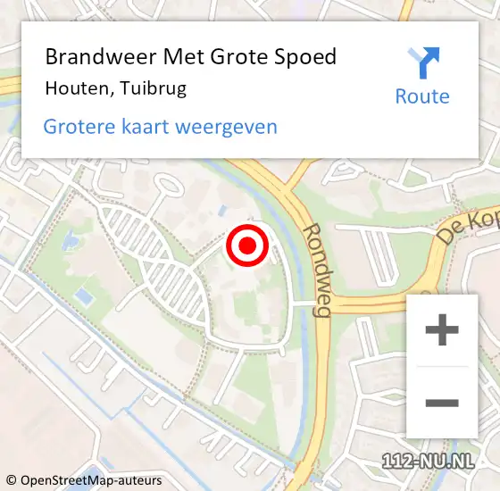 Locatie op kaart van de 112 melding: Brandweer Met Grote Spoed Naar Houten, Tuibrug op 18 oktober 2023 20:29