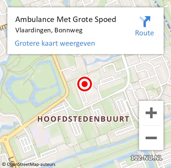 Locatie op kaart van de 112 melding: Ambulance Met Grote Spoed Naar Vlaardingen, Bonnweg op 18 oktober 2023 20:57