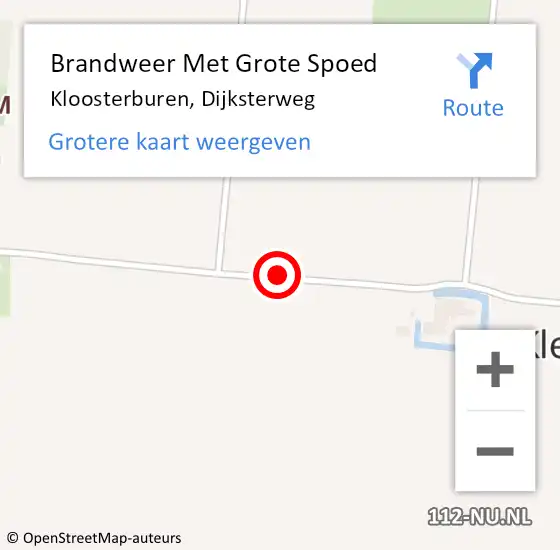 Locatie op kaart van de 112 melding: Brandweer Met Grote Spoed Naar Kloosterburen, Dijksterweg op 12 september 2014 04:31