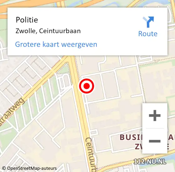 Locatie op kaart van de 112 melding: Politie Zwolle, Ceintuurbaan op 18 oktober 2023 21:30