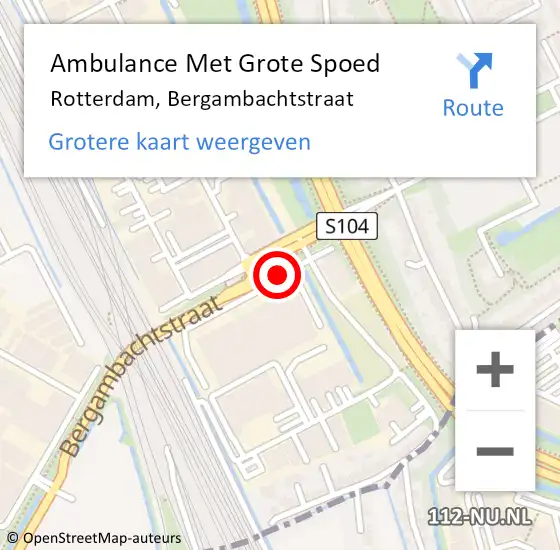 Locatie op kaart van de 112 melding: Ambulance Met Grote Spoed Naar Rotterdam, Bergambachtstraat op 18 oktober 2023 22:24