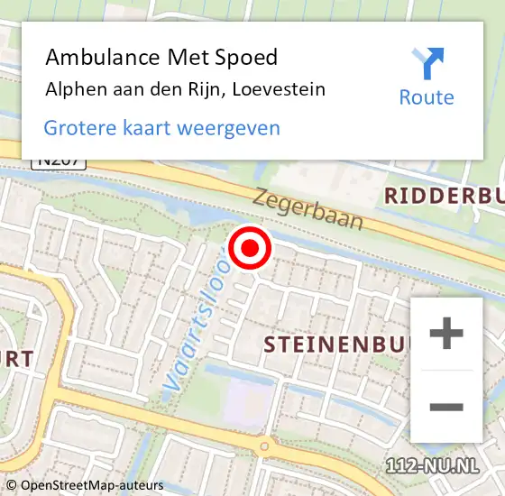 Locatie op kaart van de 112 melding: Ambulance Met Spoed Naar Alphen aan den Rijn, Loevestein op 18 oktober 2023 22:25