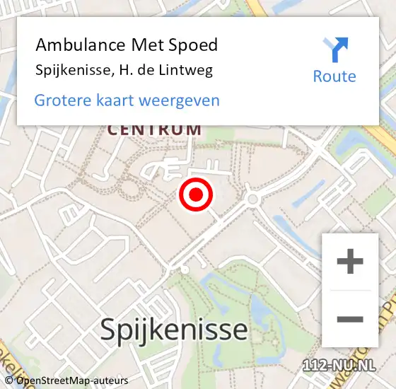 Locatie op kaart van de 112 melding: Ambulance Met Spoed Naar Spijkenisse, H. de Lintweg op 18 oktober 2023 22:29
