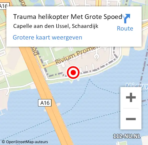 Locatie op kaart van de 112 melding: Trauma helikopter Met Grote Spoed Naar Capelle aan den IJssel, Schaardijk op 18 oktober 2023 22:50